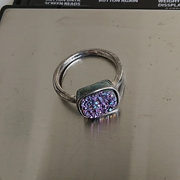 STERLING PURPLE DRUZY QUARTZ RING SIZE 7 - Picture 2 of 7